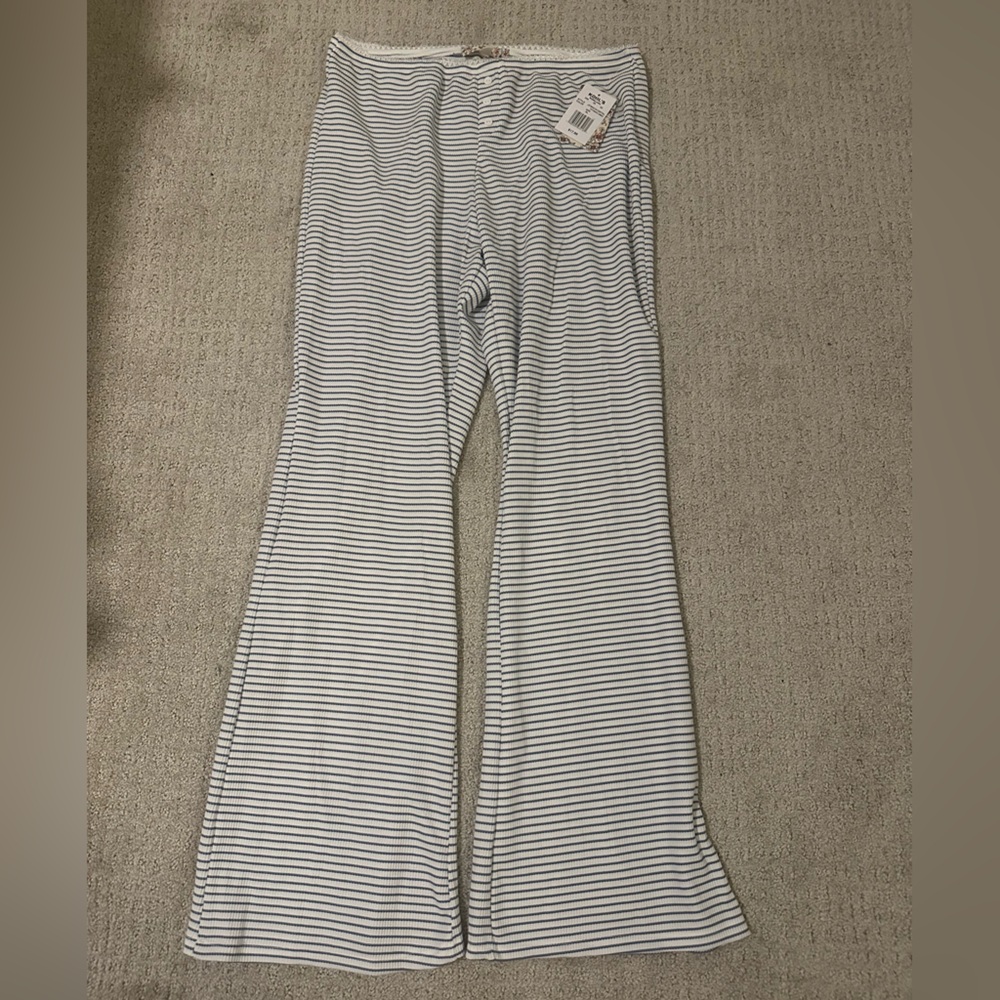 Pink Republic Women's White and Navy Striped Pajama Pants